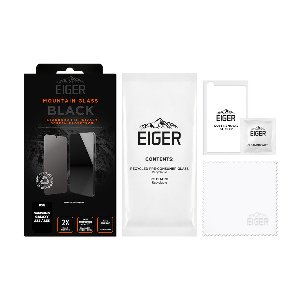 Eiger Mountain BLACK Privacy Screen Protector GRS for Samsung Galaxy A35 / A55
