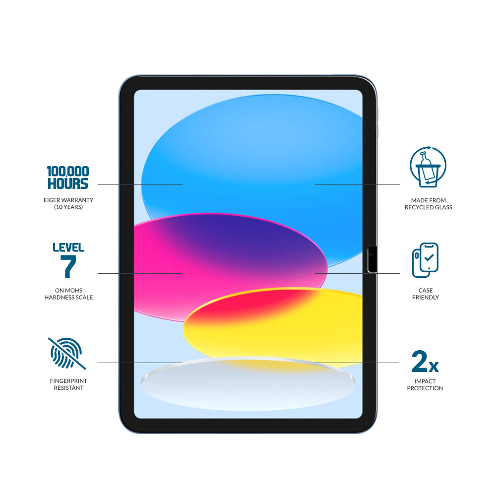 Eiger Mountain Glass CLEAR Tablet Screen Protector GRS for Apple iPad 11 (11th Gen)/ 10.9 (10th Gen)