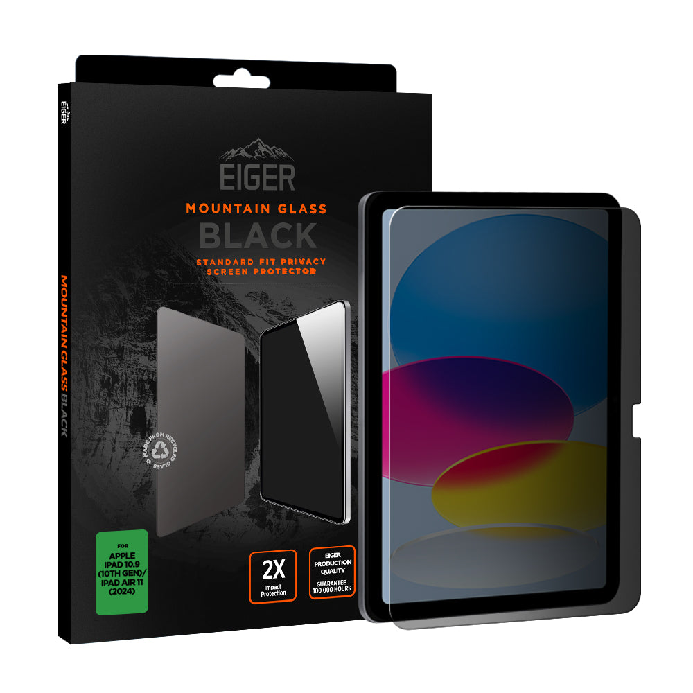 Eiger Mountain Black Privacy Tablet Screen Protector for iPad 10.9 (10th Gen) / iPad Air 11 (2024)