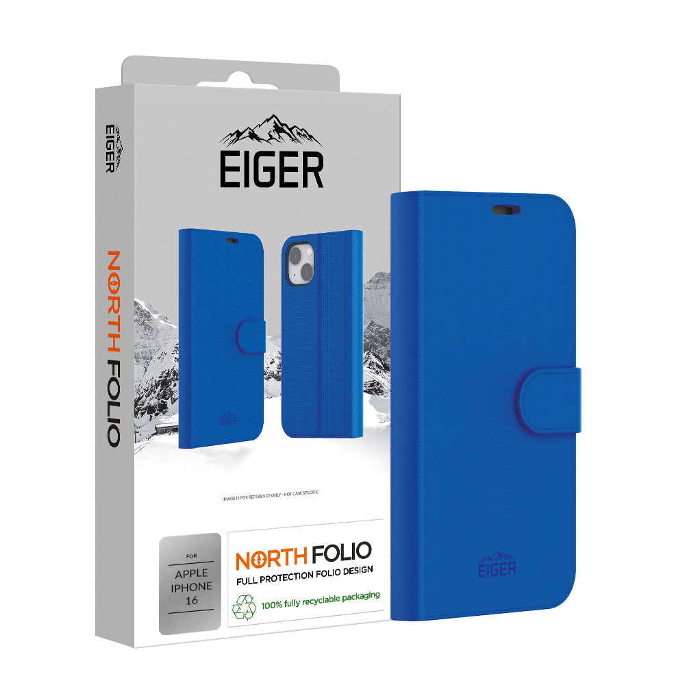 Eiger North Folio Case for Apple iPhone 16 in Blue