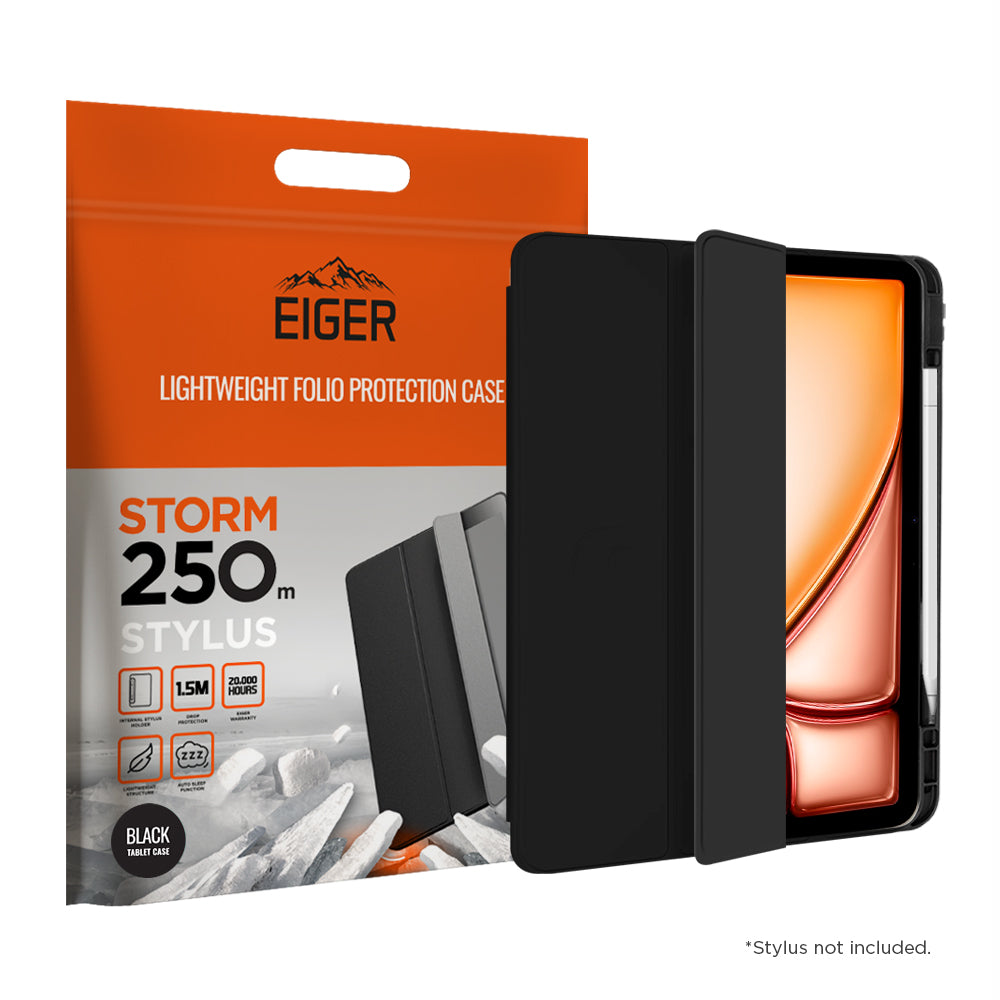 Eiger Storm 250m Stylus Case for iPad Air 11 (2024)/ Air (2022) in Black
