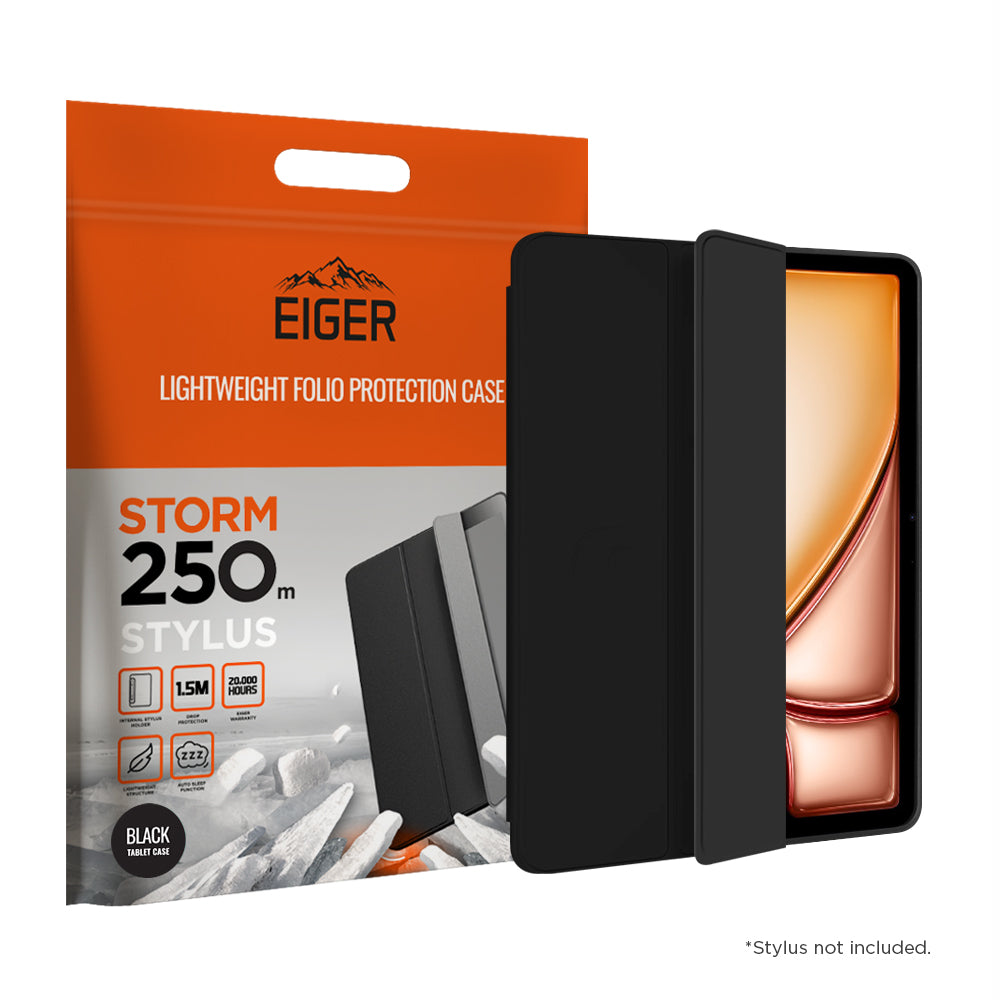 Eiger Storm 250m Stylus Case for iPad Air 13 (2024)/ Pro 12.9 (2022)/(2021) in Black