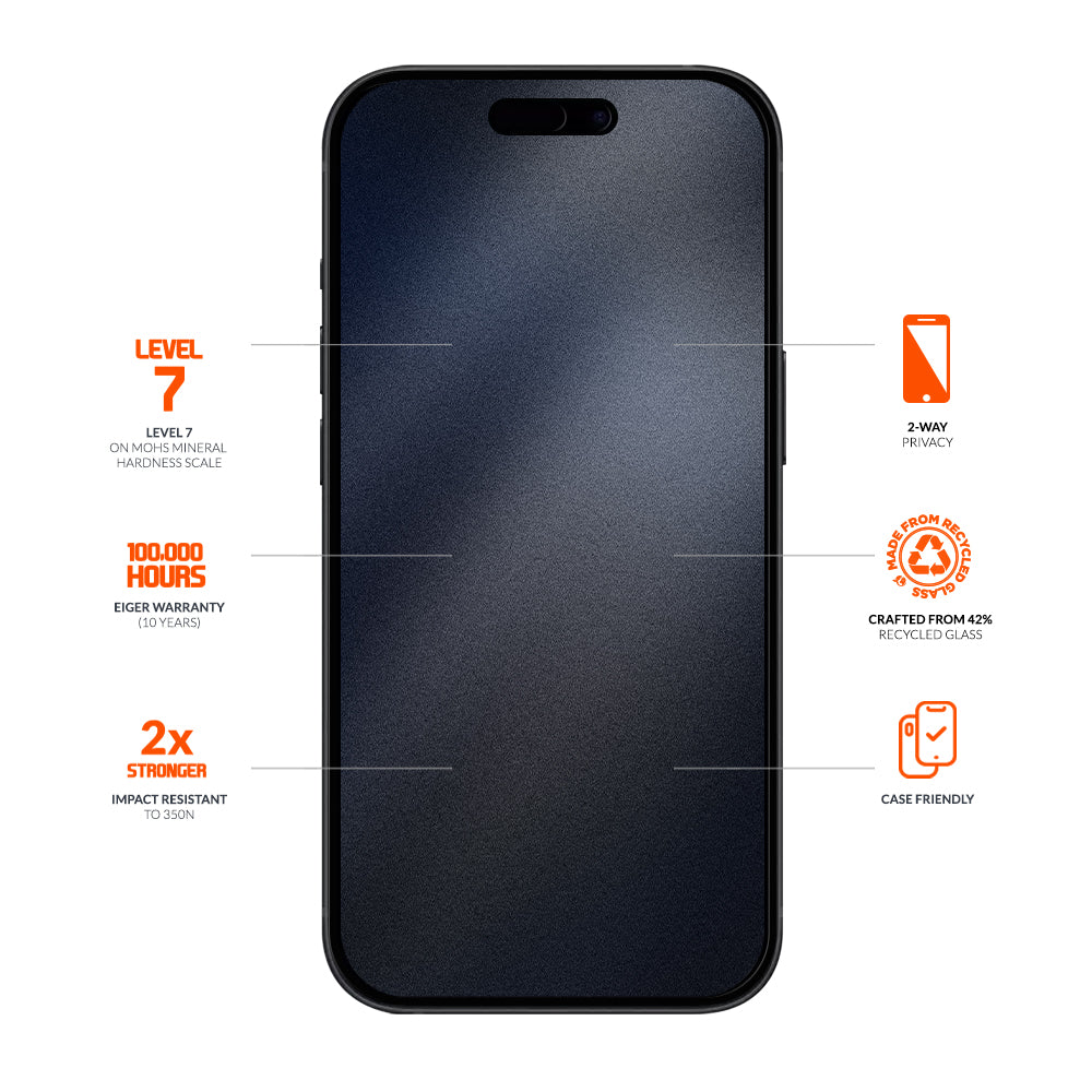 Eiger Mountain BLACK Privacy Screen Protector for iPhone 16 Pro