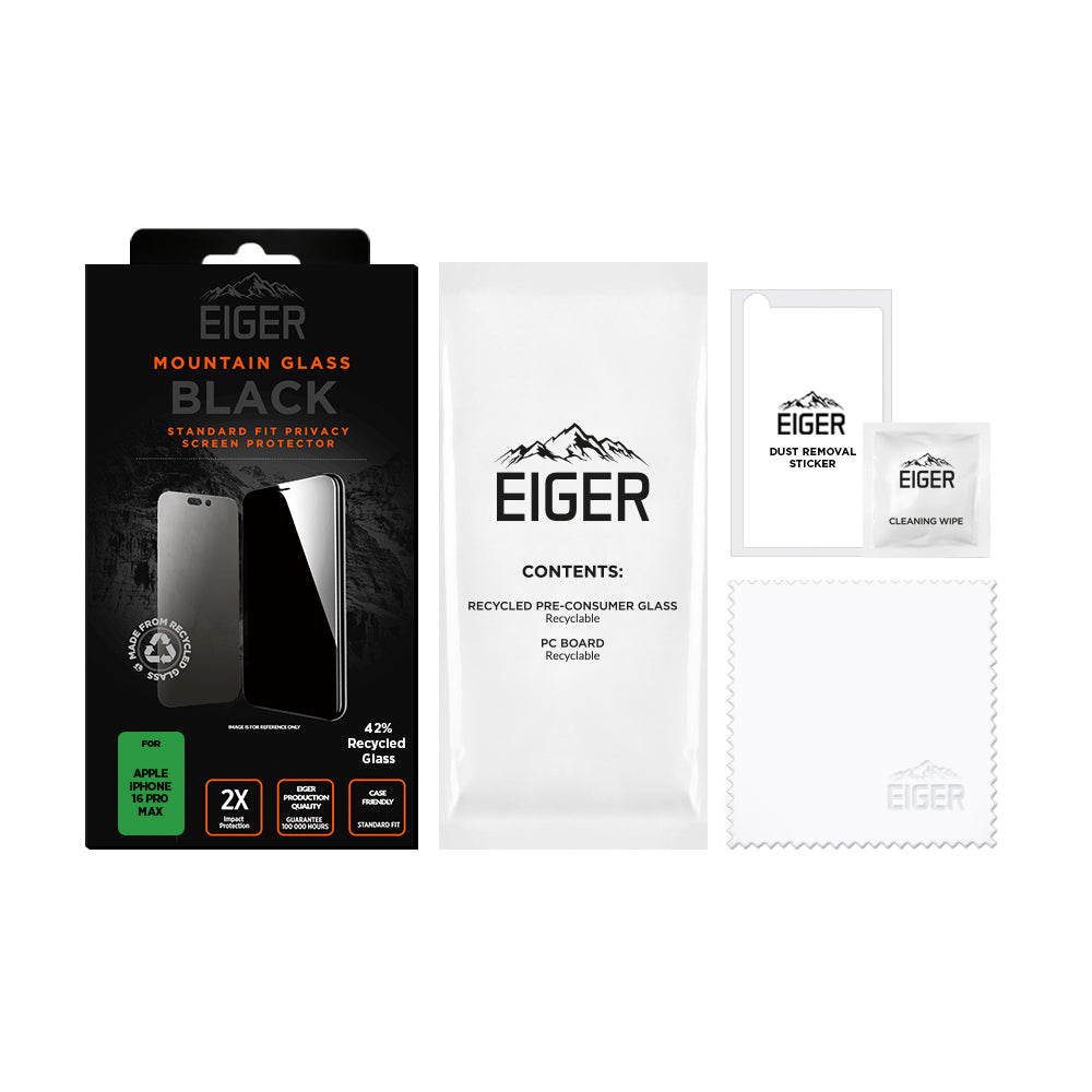 Eiger Mountain BLACK Privacy Screen Protector for iPhone 16 Pro Max