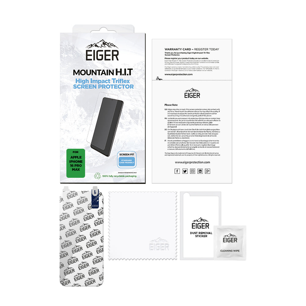 Eiger Mountain H.I.T Screen Protector for Apple iPhone 16 Pro Max