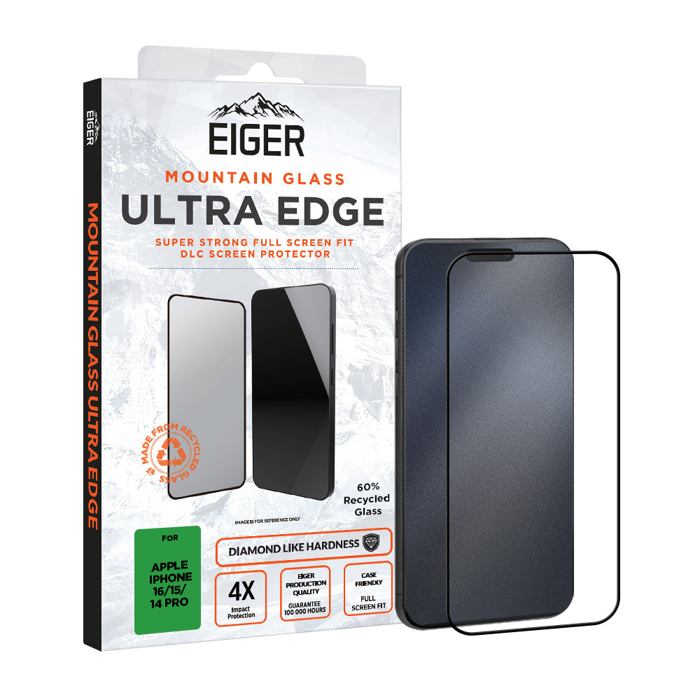 Eiger Mountain Glass ULTRA EDGE Screen Protector for Apple iPhone 16/15/14 Pro