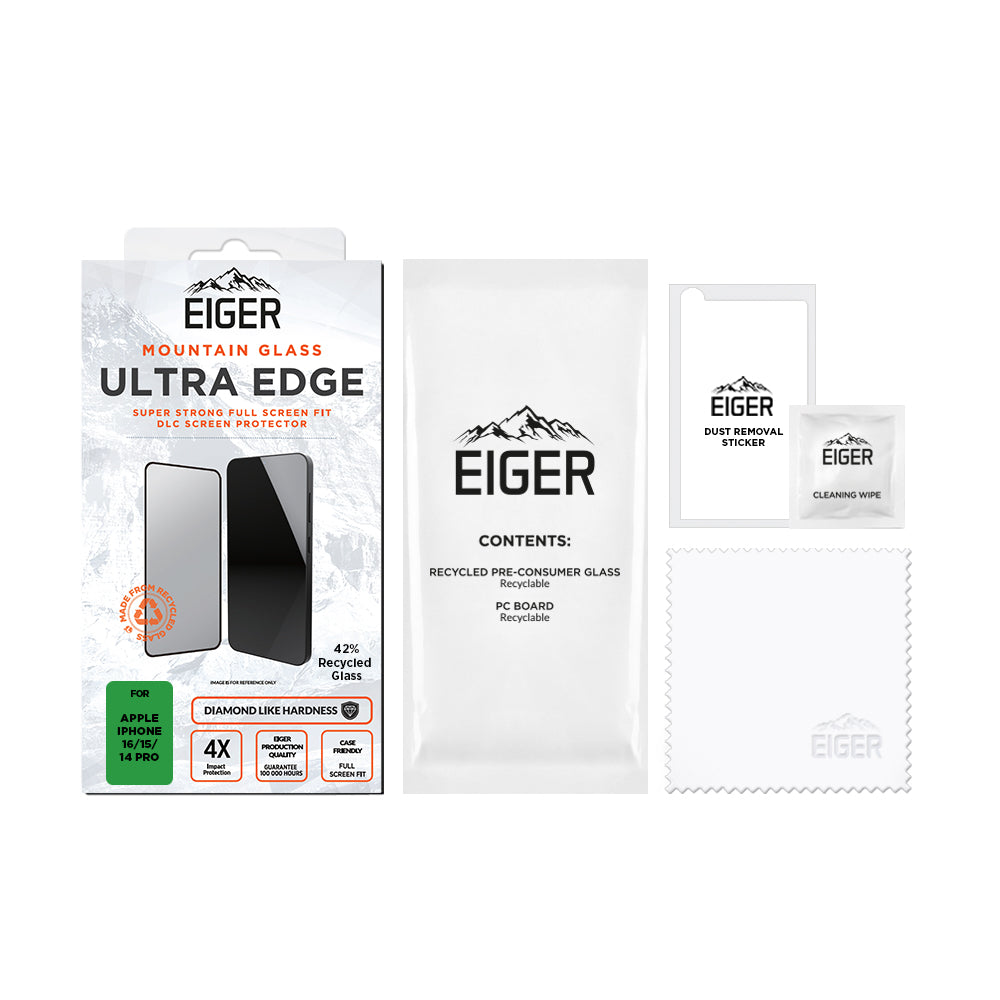 Eiger Mountain Glass ULTRA EDGE Screen Protector for Apple iPhone 16/15/14 Pro