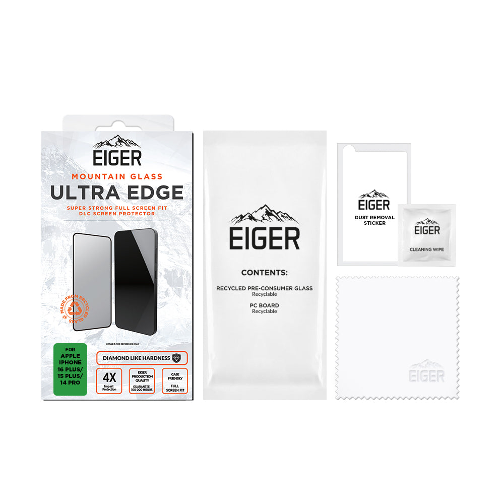 Eiger Mountain Glass ULTRA EDGE Screen Protector for Apple iPhone 16 Plus/15 Plus/14 Pro Max