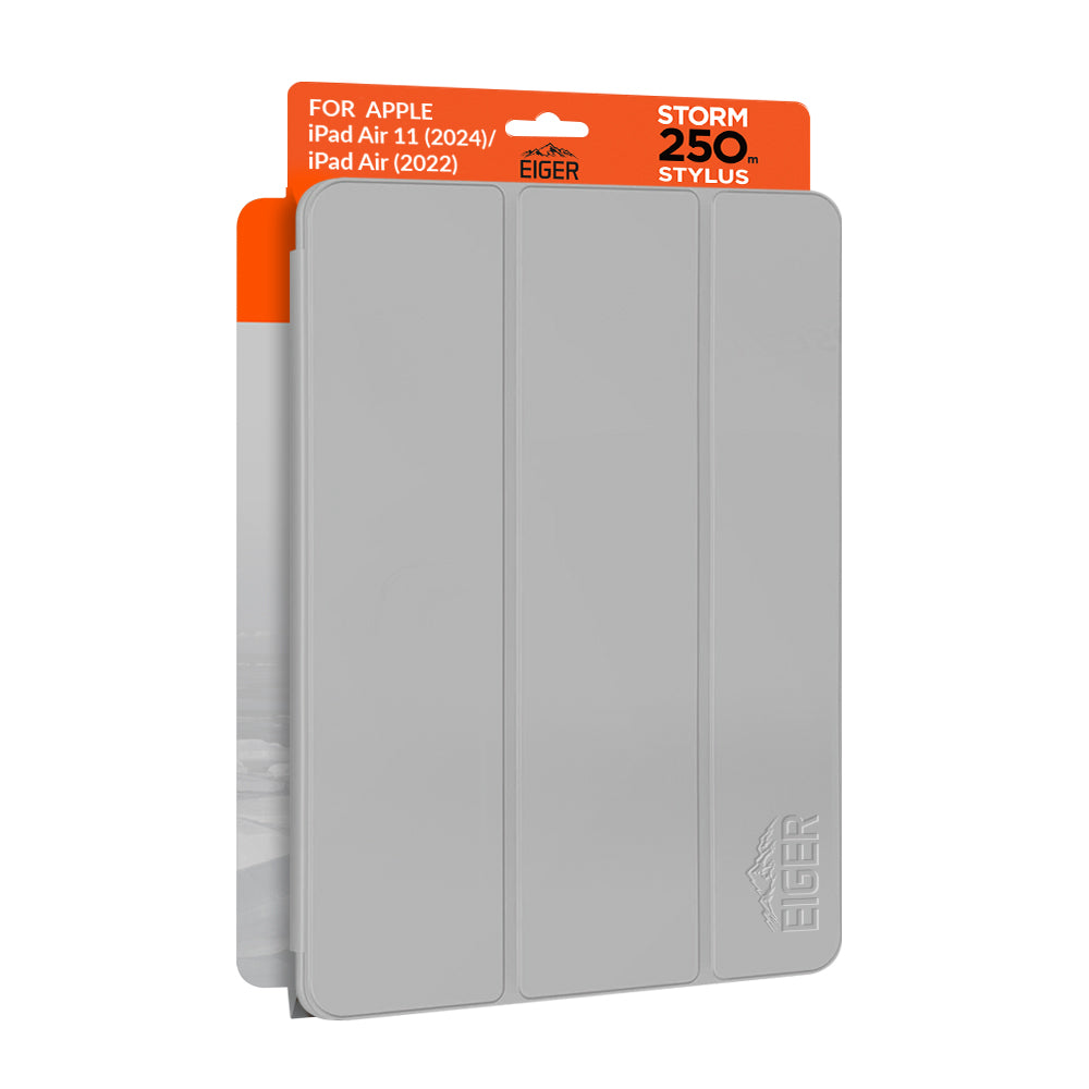 Eiger Storm 250m Stylus Case for Apple iPad Air 11 (2024)/ Air (2022) in Light Grey in Retail Sleeve