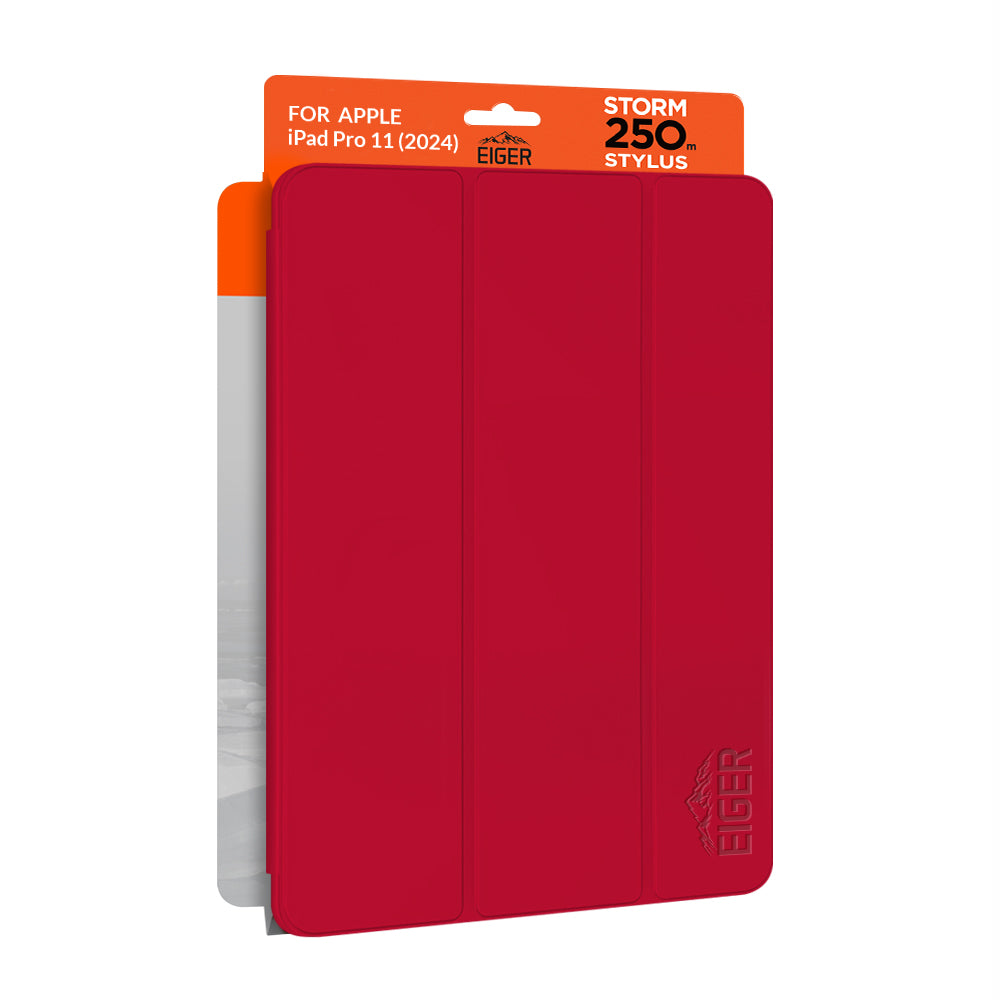 Eiger Storm 250m Stylus Case for iPad Pro 11 (2024) in Red in Retail Sleeve