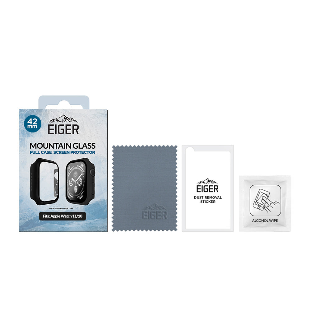 Eiger Mountain Glass Full Case for Apple Watch 11/ 10 42mm in Black