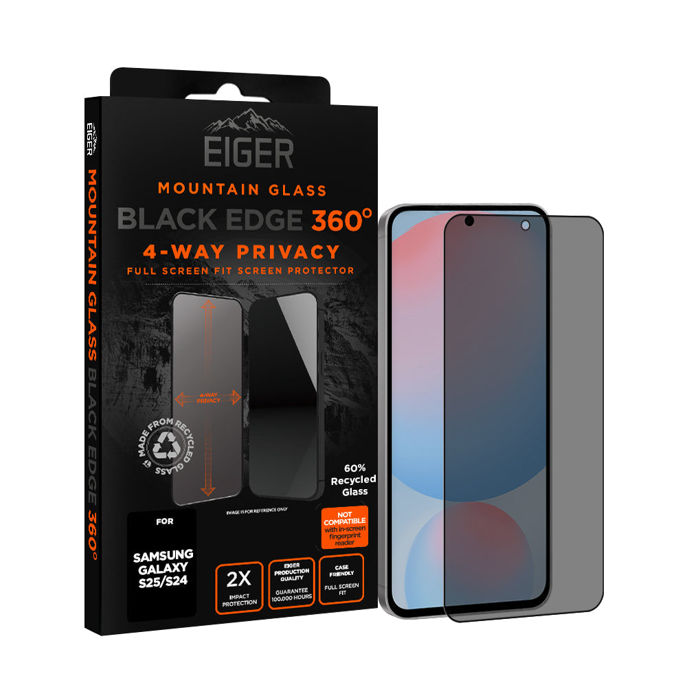 Eiger Mountain Black Privacy EDGE 360 Screen Protector for Samsung S25/ S24