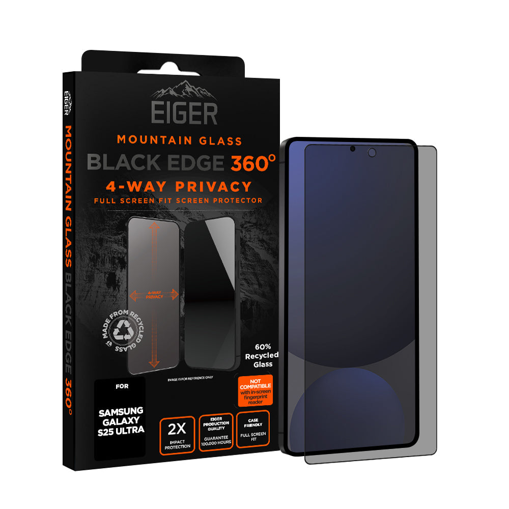 Eiger Mountain Black Privacy EDGE 360 Screen Protector for Samsung S25 Ultra