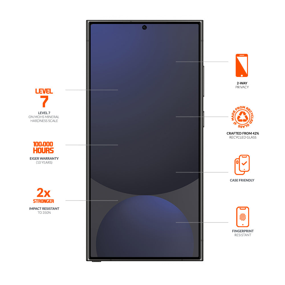 Eiger Mountain Glass Black Privacy Screen Protector