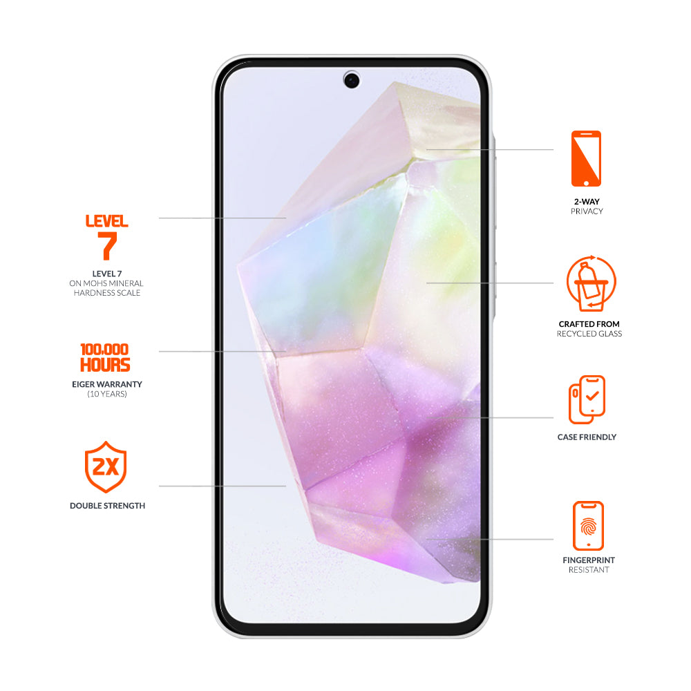 Eiger Mountain Glass BLACK GRS Privacy Screen Protector for Samsung A36 / A56 / S24 FE