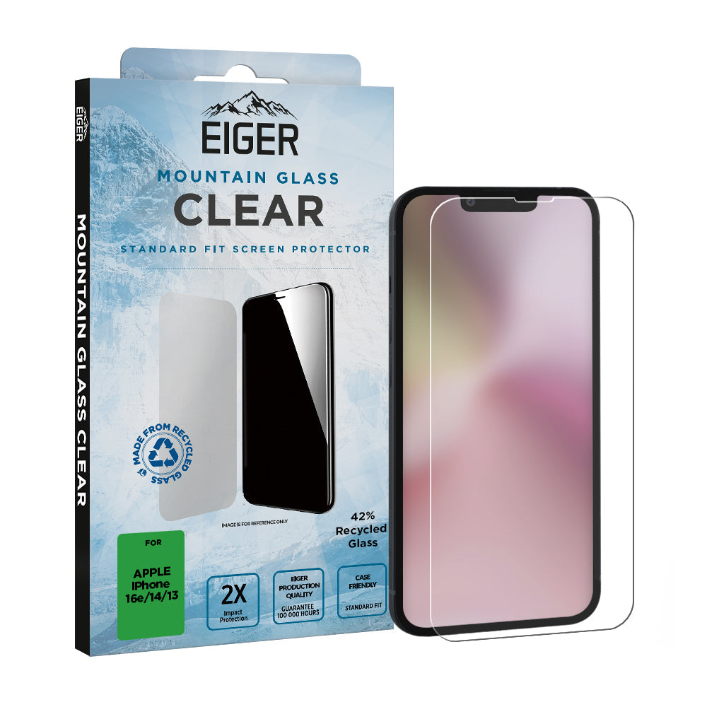 Eiger Mountain Glass CLEAR Screen Protector for Apple iPhone 16e/ 14/ 13