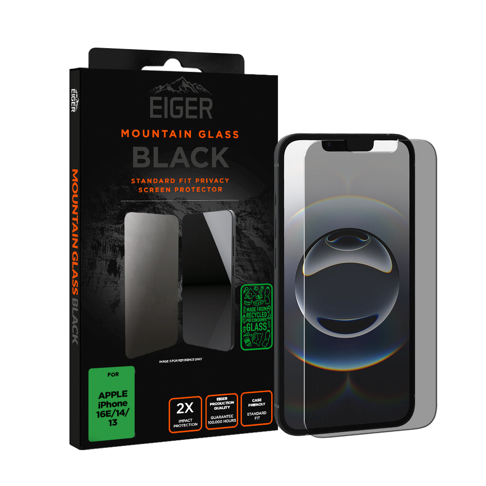 Eiger Mountain Black Privacy GRS Screen Protector for Apple iPhone 16e/14/13