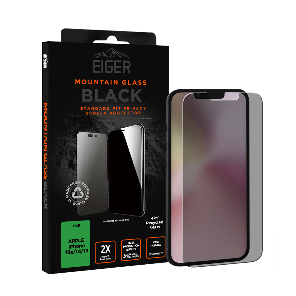 Eiger Mountain Black Privacy Screen Protector for Apple iPhone 16e/14/13