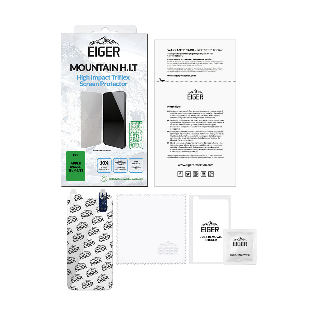 Eiger Mountain H.I.T Screen Protector for Apple iPhone 16e/ 14/ 13