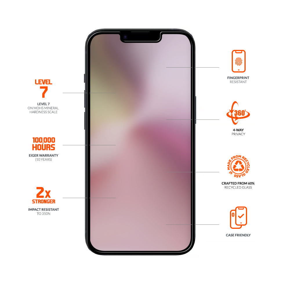 Eiger Mountain Glass Black Privacy EDGE 360 Screen Protector