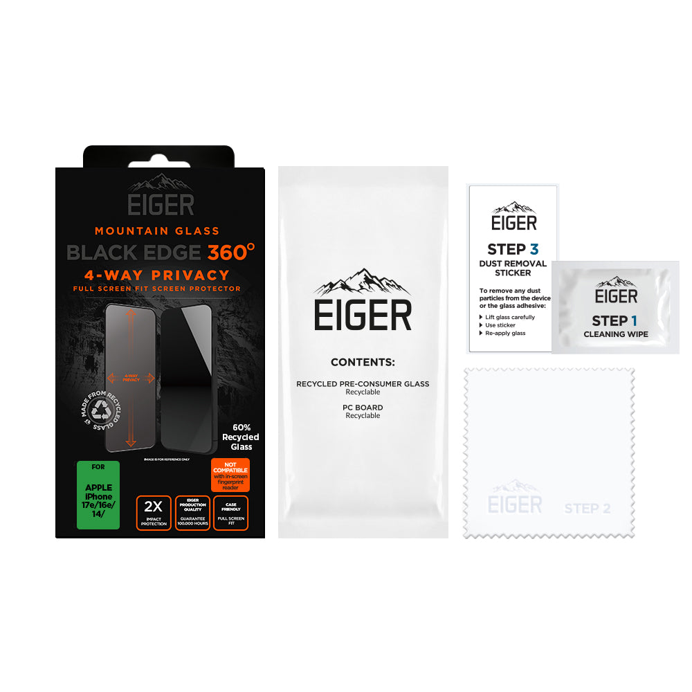 Eiger Mountain Glass Black Privacy EDGE 360 Screen Protector
