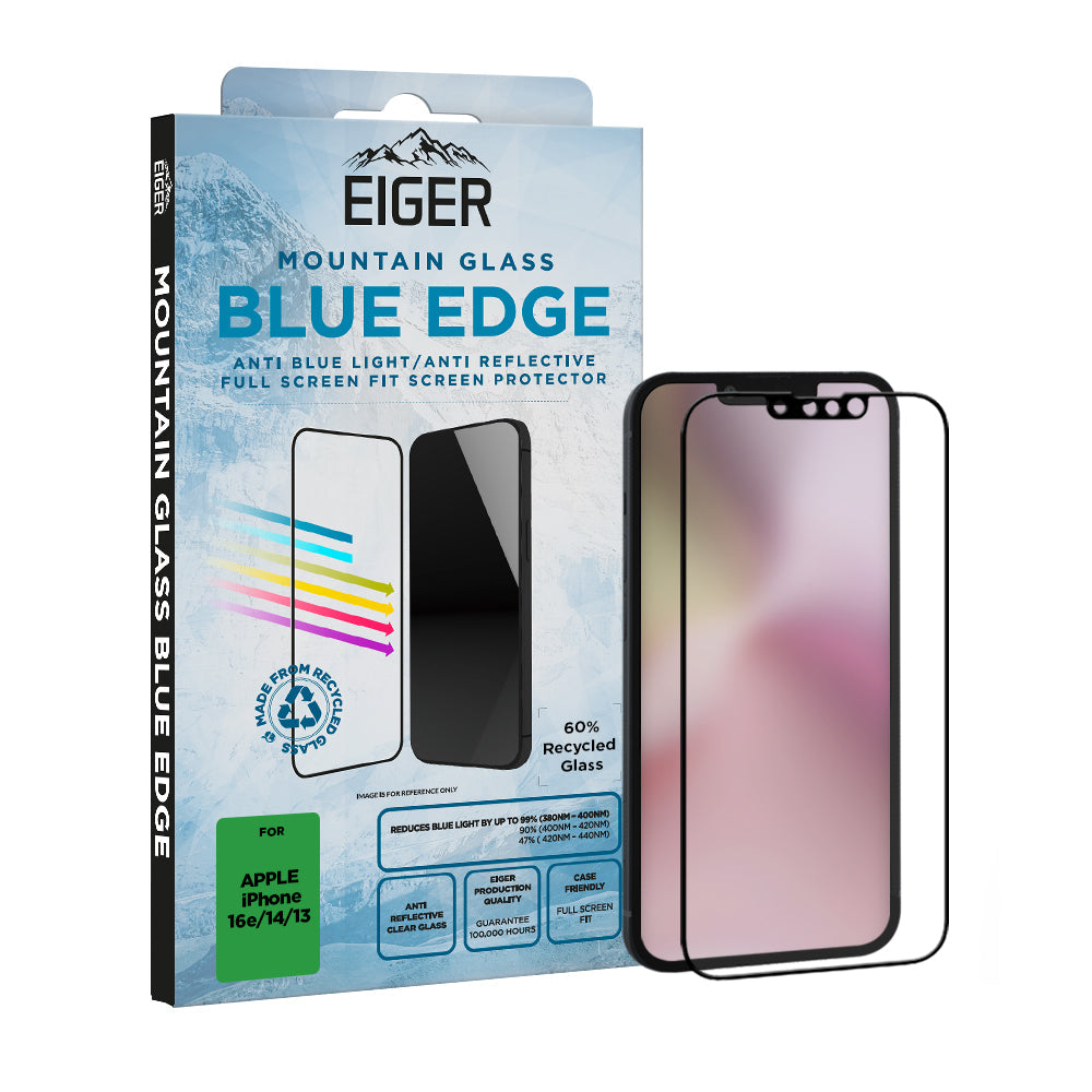 Eiger Mountain Blue EDGE Screen Protector for Apple iPhone 16e/ 14/ 13