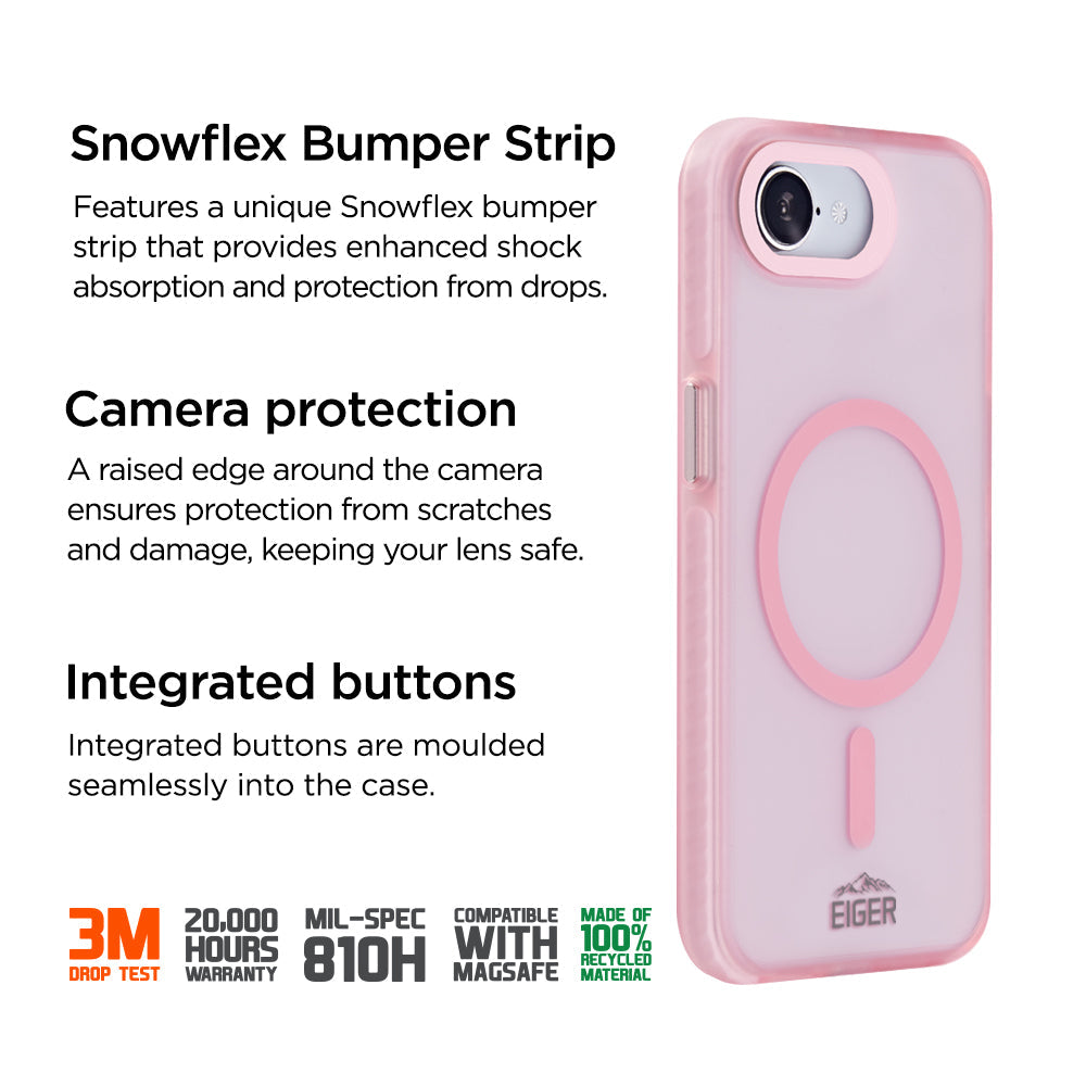 Eiger GRS Blizzard Magsafe Case for Apple iPhone 16e in Pink