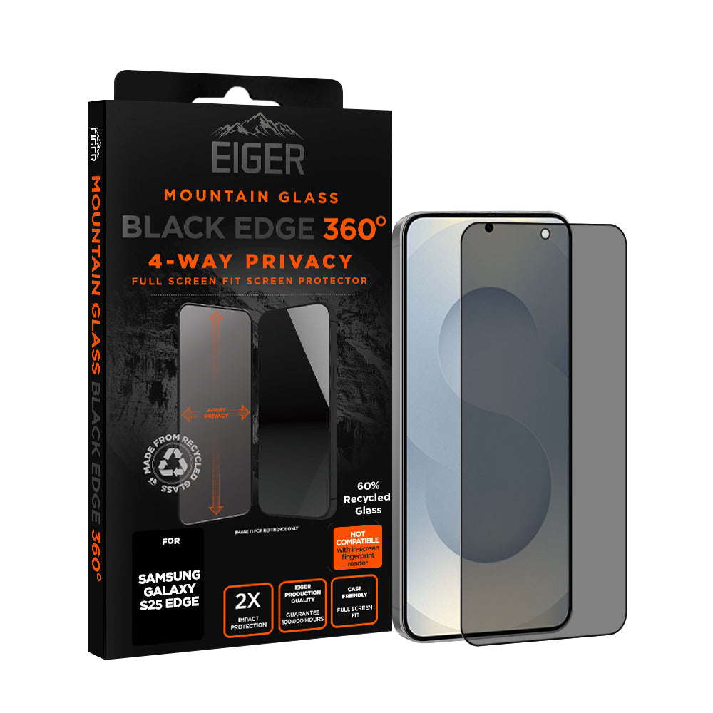 Eiger Mountain Black Privacy EDGE 360 Screen Protector for Samsung Galaxy S25 Edge