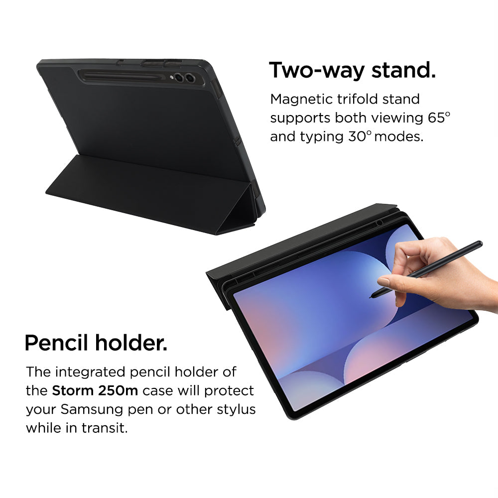 Eiger Storm 250m Stylus Case for Samsung Tab S10+ / S9+ / S9 FE+ in Black in Retail Sleeve