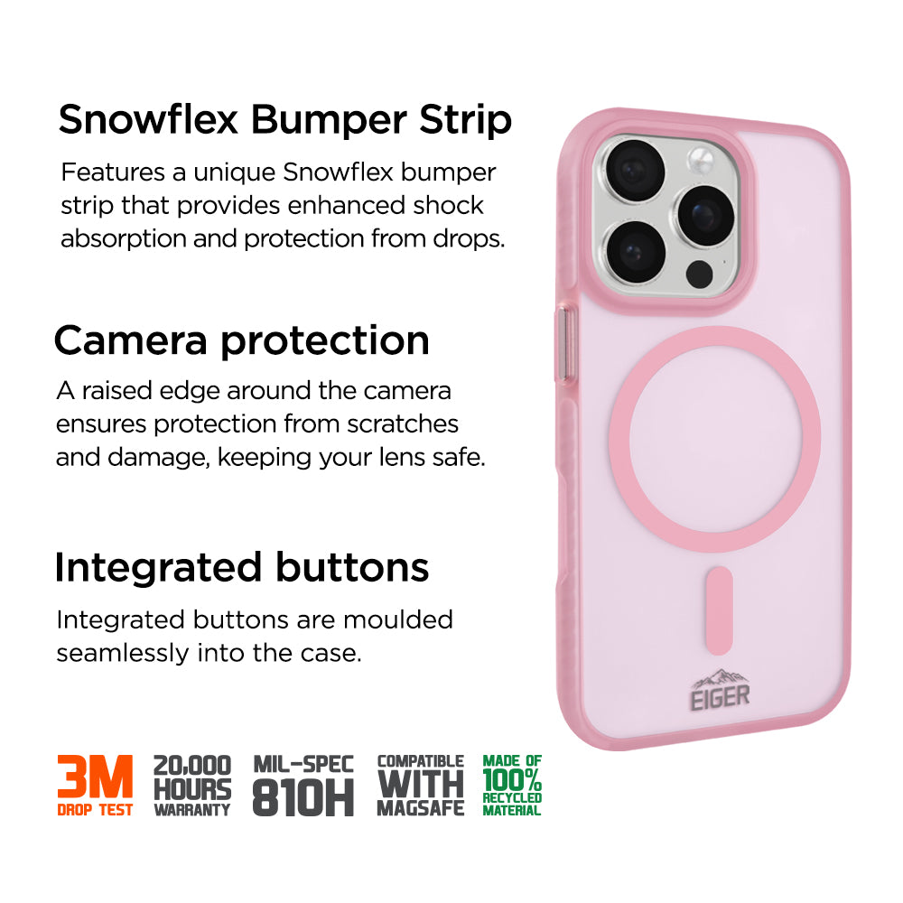 Eiger GRS Blizzard Magsafe Case for Apple iPhone 16 Pro in Pink