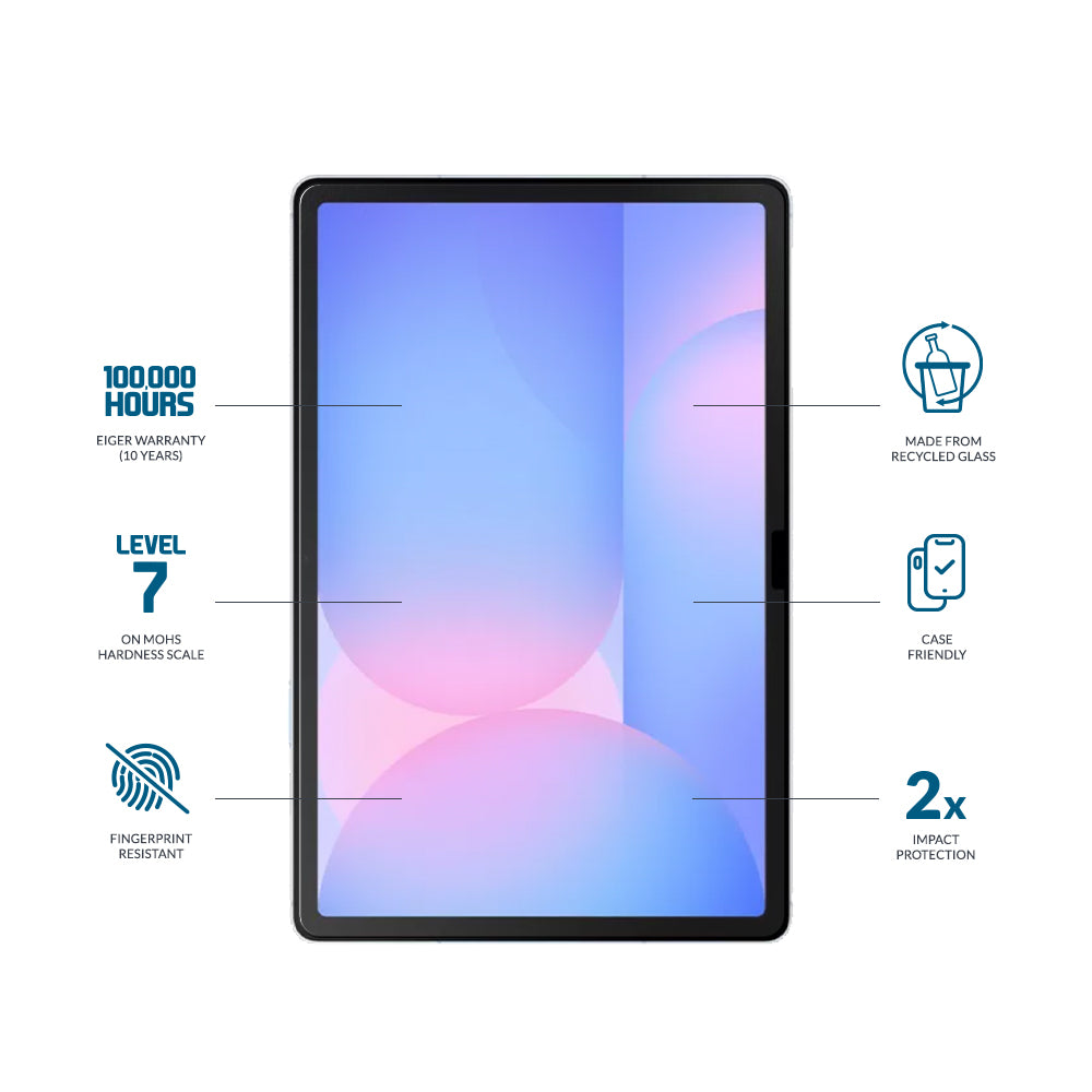 Eiger Mountain Glass CLEAR Tablet Screen Protector for Samsung Galaxy Tab S10 FE+