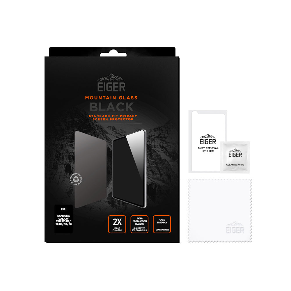 Eiger Mountain Black Privacy Tablet Screen Protector GRS for Samsung Galaxy Tab  S11/ S10 Lite/ S10 FE/ S9 FE/ S9