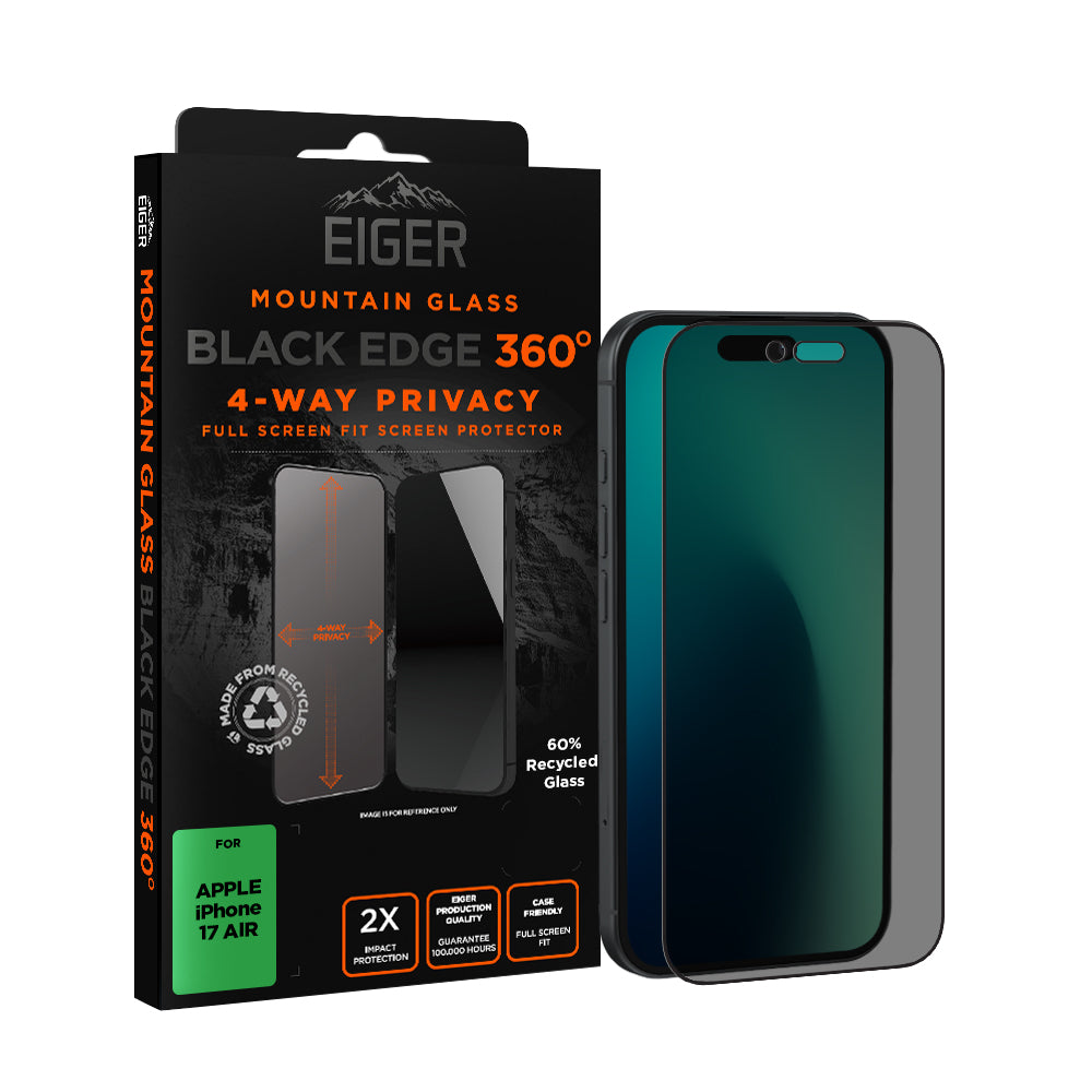 Eiger Mountain Black Privacy EDGE 360 Screen Protector GRS for Apple iPhone 17 Air