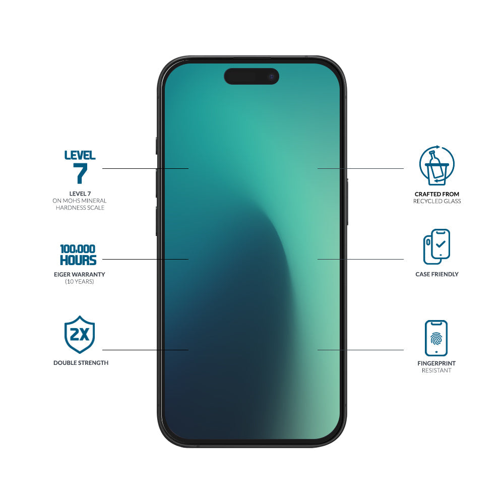 Eiger Mountain Glass CLEAR Screen Protector GRS for Apple iPhone 17/ 17 Pro/ 16 Pro