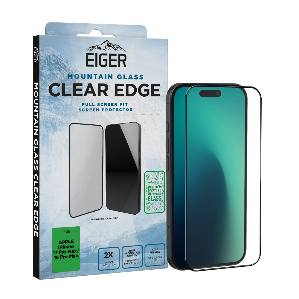 Eiger Mountain Glass CLEAR EDGE Screen Protector GRS for Apple iPhone 17 Pro Max/ 16 Pro Max