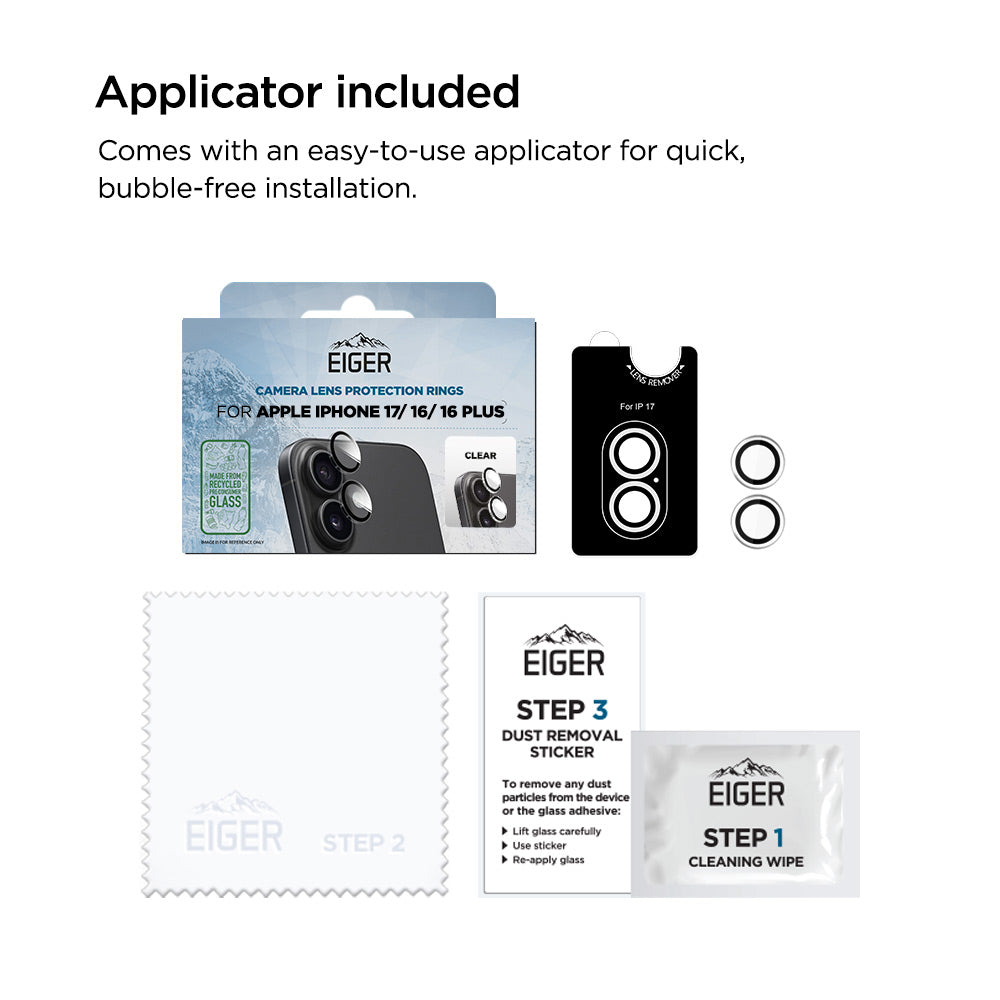 Eiger Mountain Glass LENS RING GRS for Apple iPhone 17/ 16/ 16 Plus in Clear