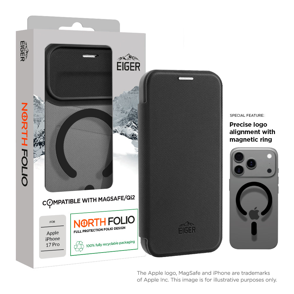Eiger North Folio Magsafe Case for Apple iPhone 17 Pro in Black