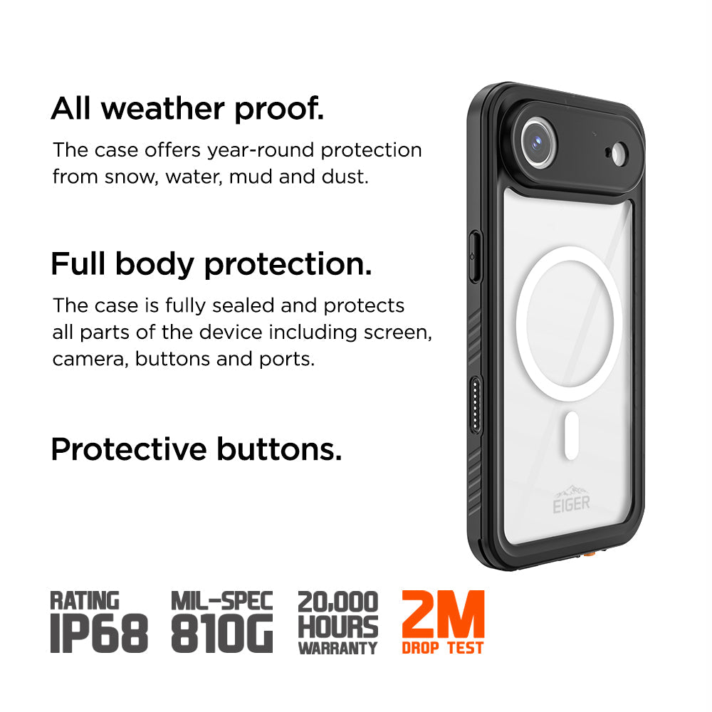 Eiger Avalanche Magsafe Case & Screen Protector for Apple iPhone 17 in Black