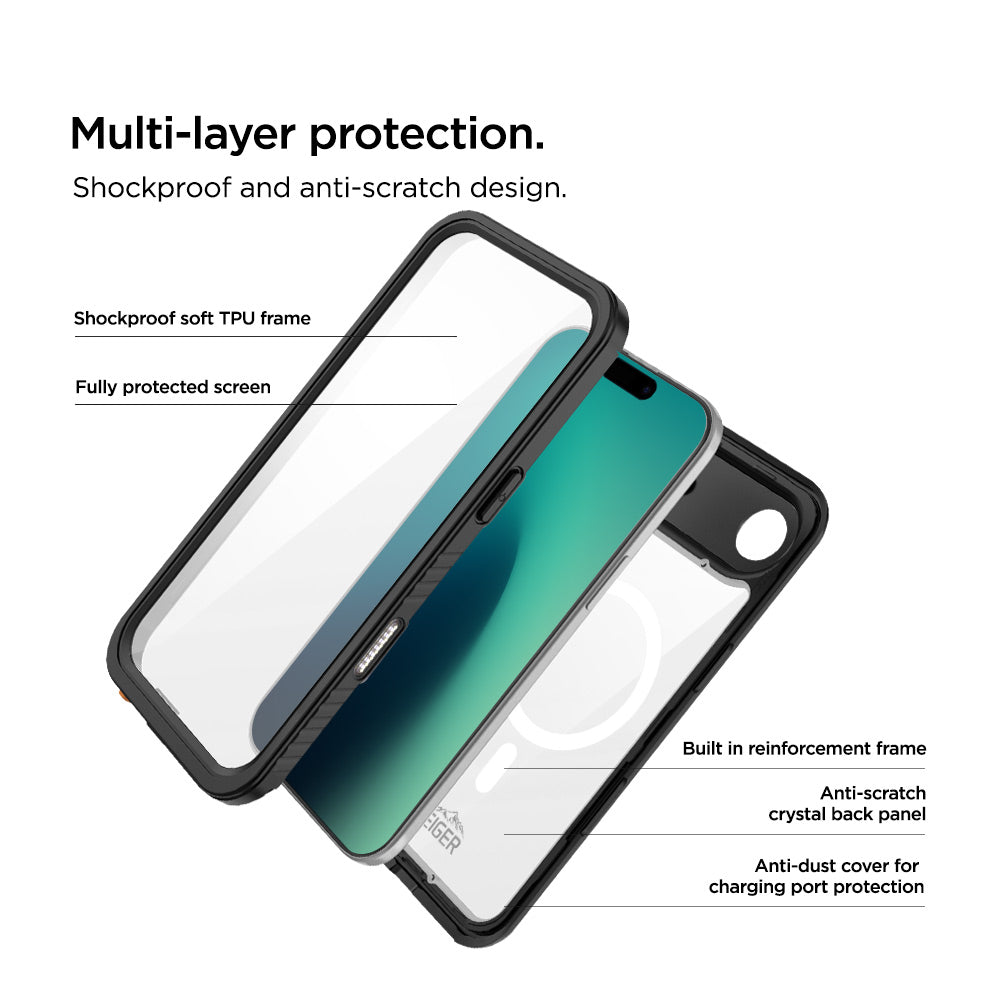 Eiger Avalanche Magsafe Case & Screen Protector for Apple iPhone Air in Black