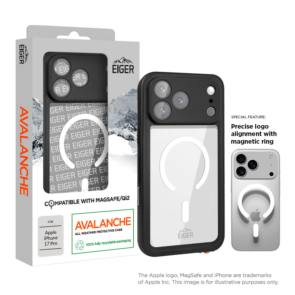 Eiger Avalanche Magsafe Case & Screen Protector for Apple iPhone 17 Pro in Black