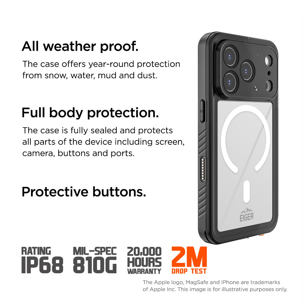 Eiger Avalanche Magsafe Case & Screen Protector for Apple iPhone 17 Pro Max in Black