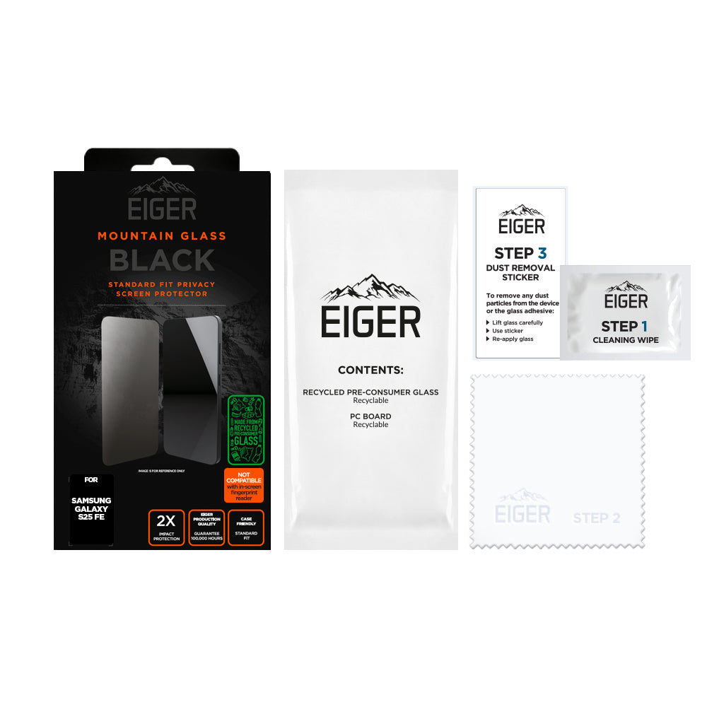 Eiger Mountain Black Privacy Screen Protector GRS for Samsung Galaxy S25 FE
