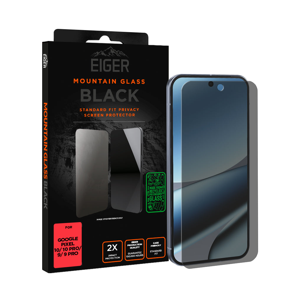 Eiger Mountain Black Privacy Screen Protector GRS for Google Pixel 10/ 10 Pro/ 9/ 9 Pro