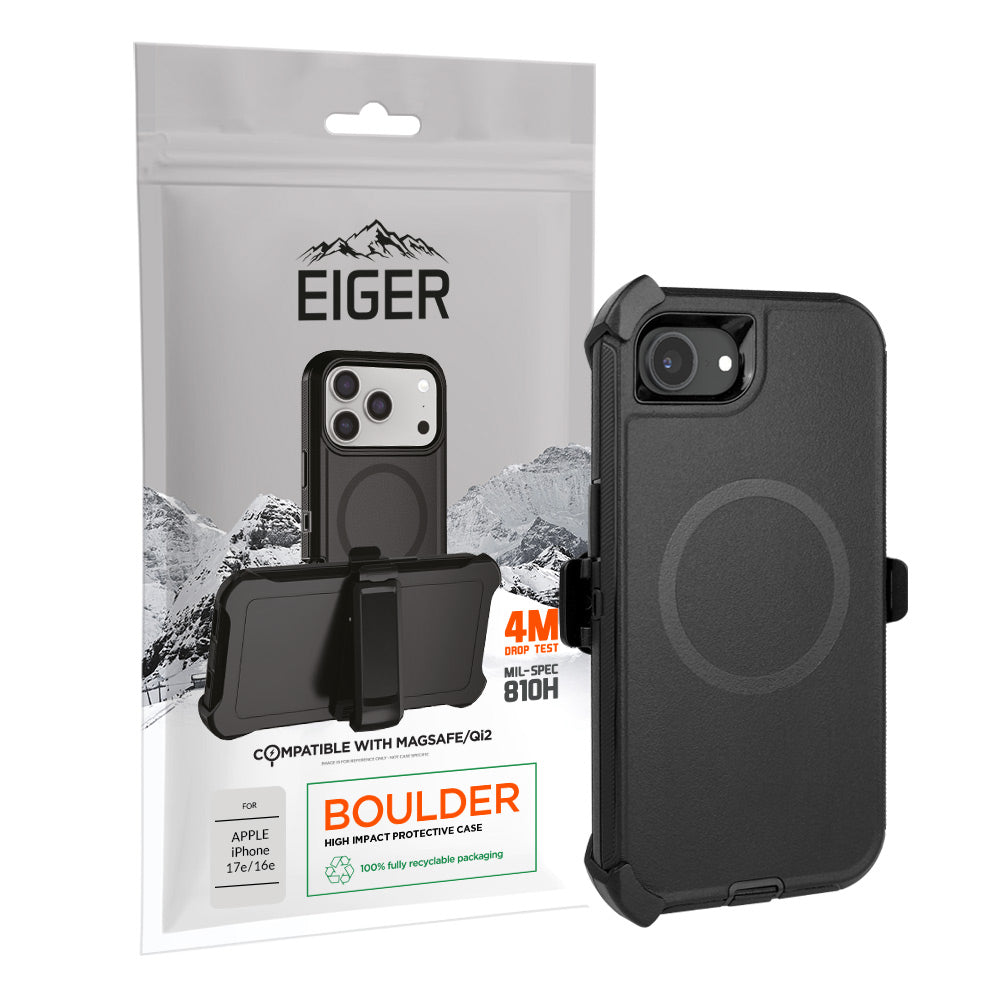 Eiger Boulder Magsafe Case for Apple iPhone 17e/ 16e in Black