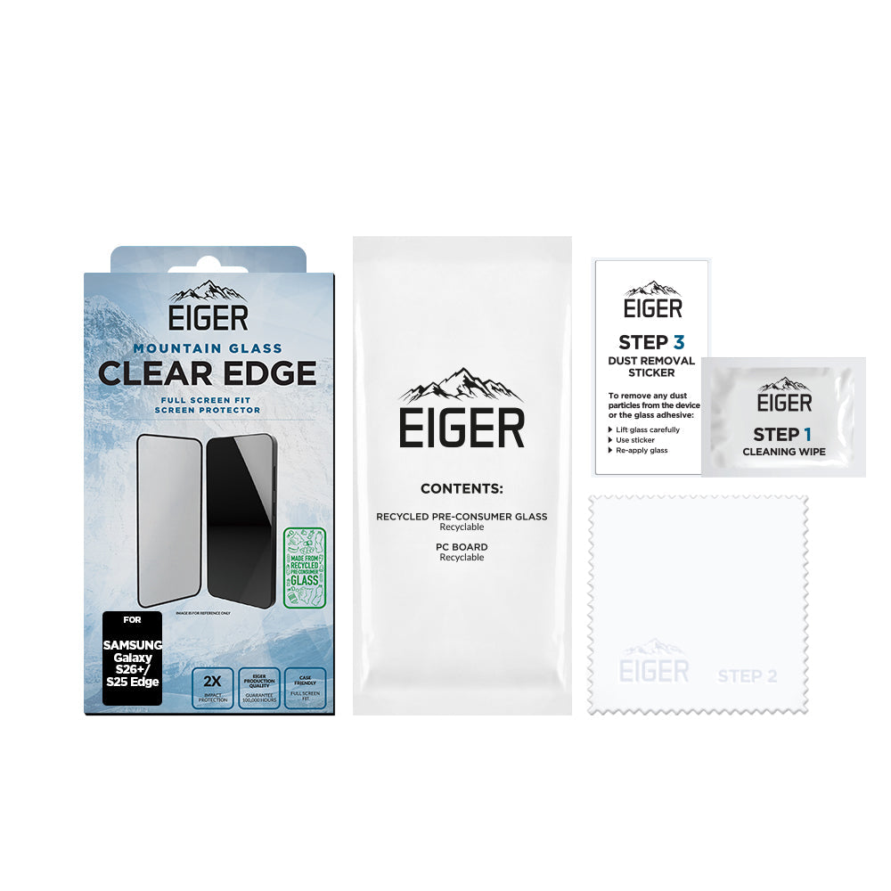 Eiger Mountain Glass CLEAR EDGE Screen Protector GRS for Samsung Galaxy S26+/ S25 Edge