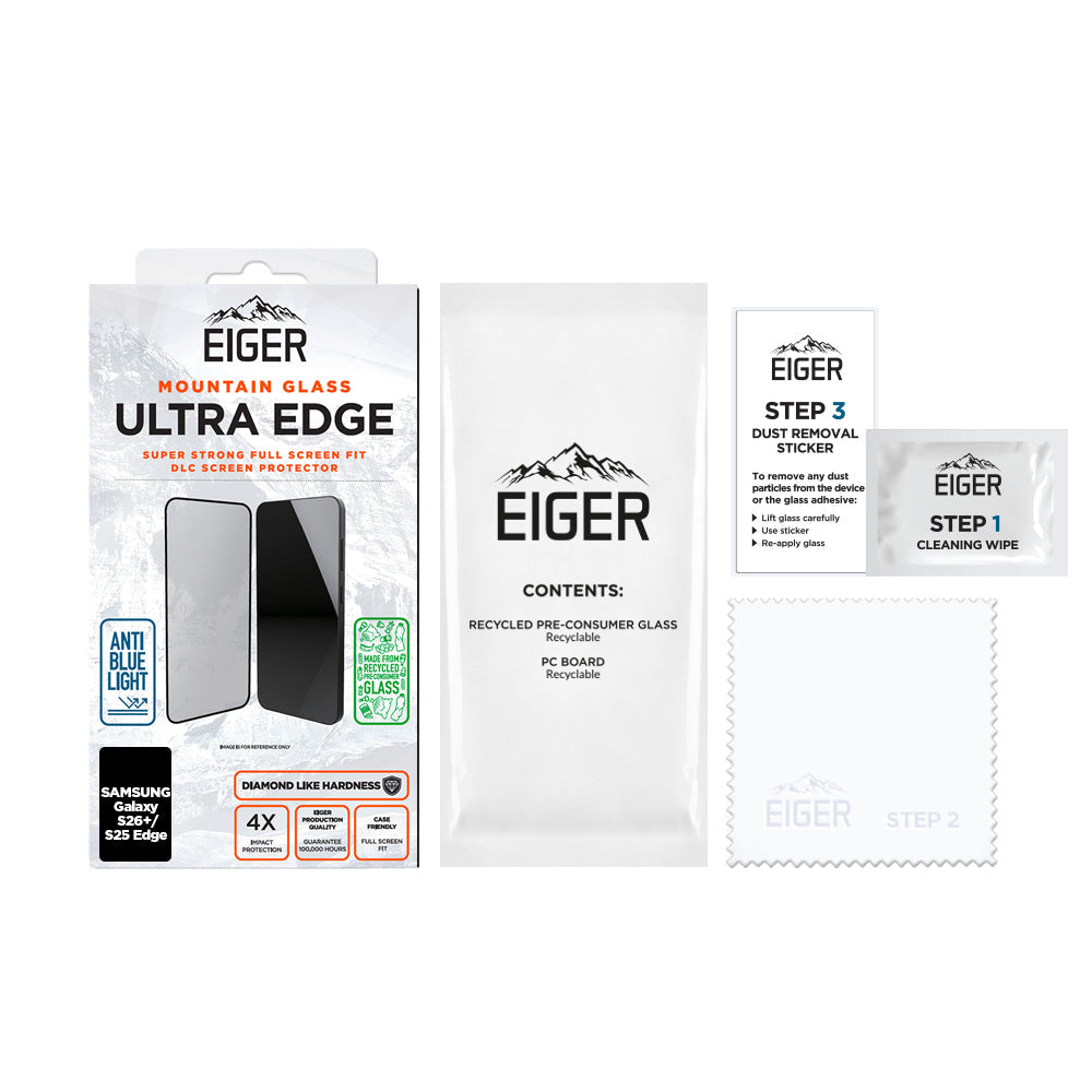 Eiger Mountain Glass Ultra EDGE Screen Protector GRS for Samsung Galaxy S26+/ S25 Edge