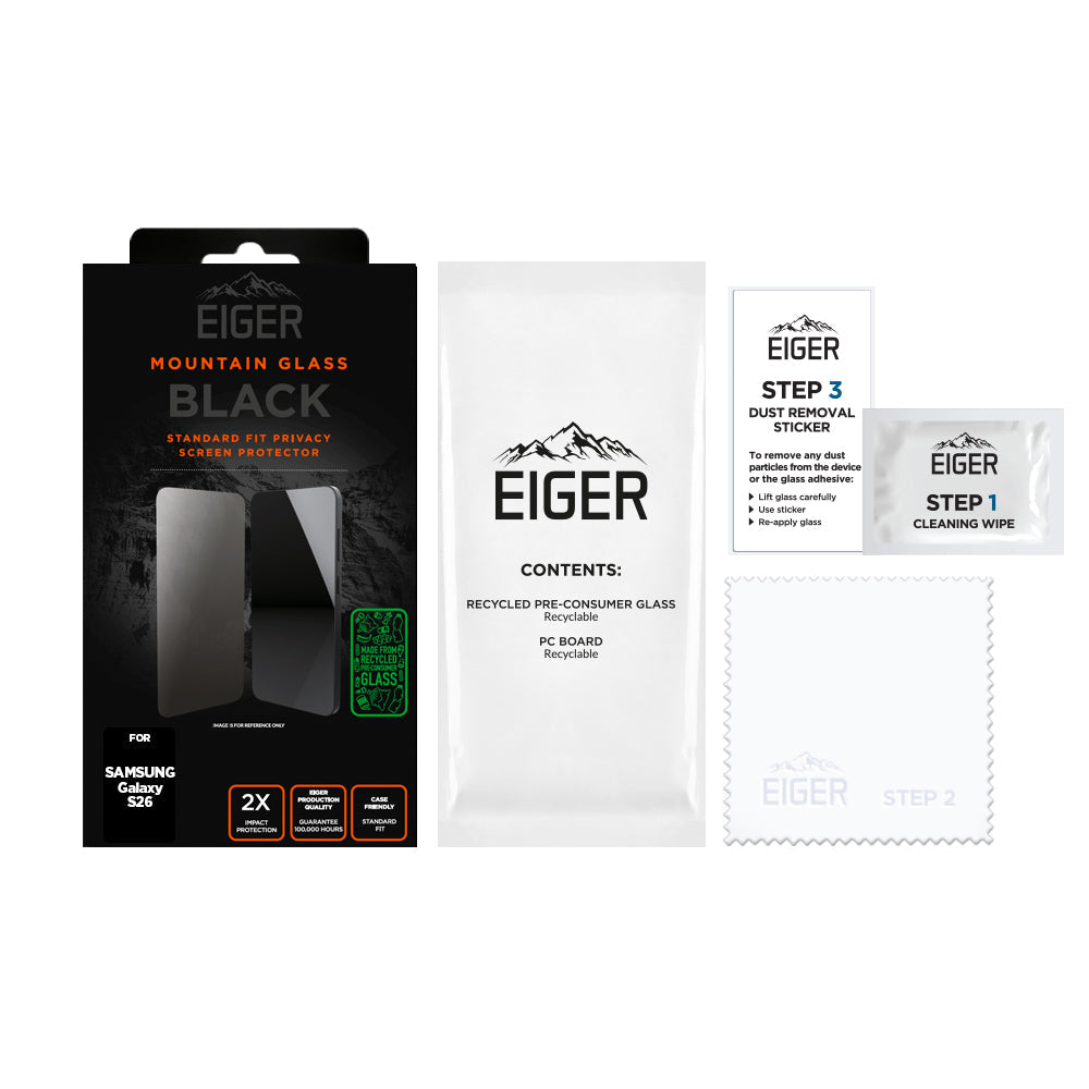 Eiger Mountain Black Privacy Screen Protector GRS for Samsung Galaxy S26
