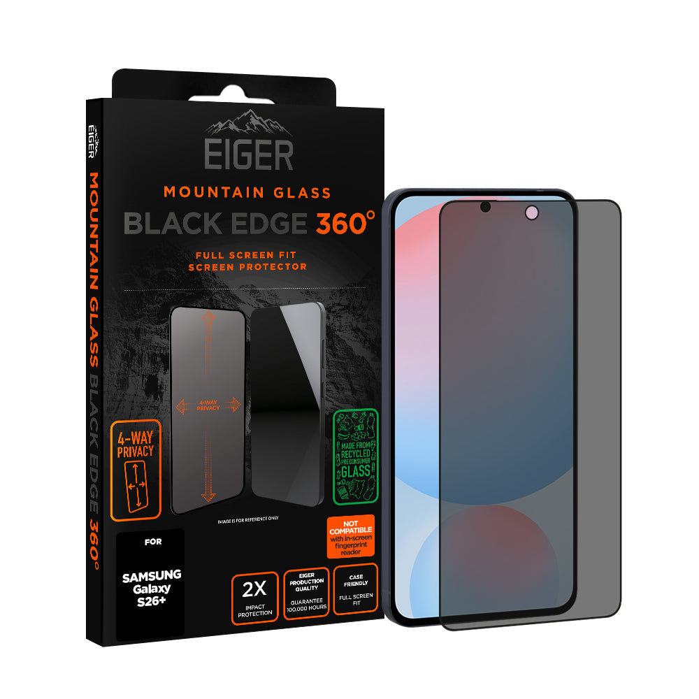Eiger Mountain Black Privacy EDGE 360 Screen Protector GRS for Samsung Galaxy S26+