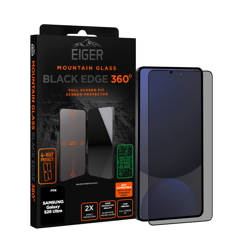 Eiger Mountain Black Privacy EDGE 360 Screen Protector GRS for Samsung Galaxy S26 Ultra