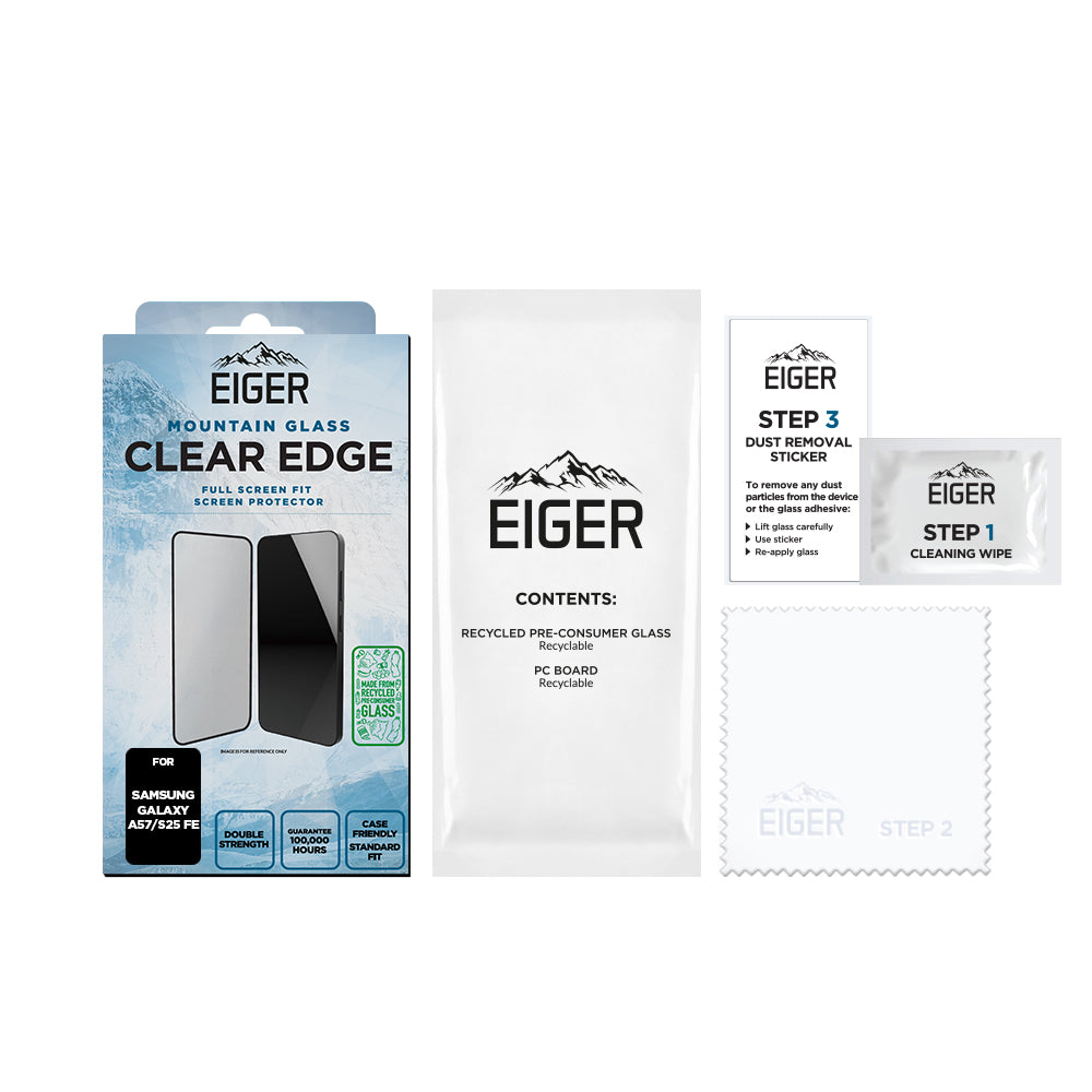 Eiger Mountain Glass CLEAR EDGE Screen Protector GRS for Samsung Galaxy A57/ S25 FE